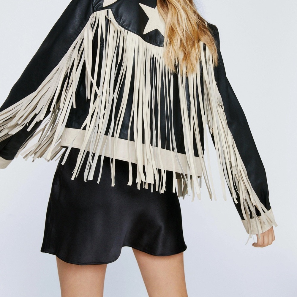 Western Black and White Fringe Jacket